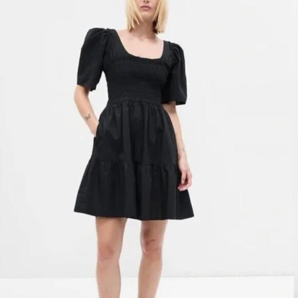 GAP Cottage Core Dress Women's Size Medium Puff Sleeve Smocking Stretchy Short - Picture 11 of 11